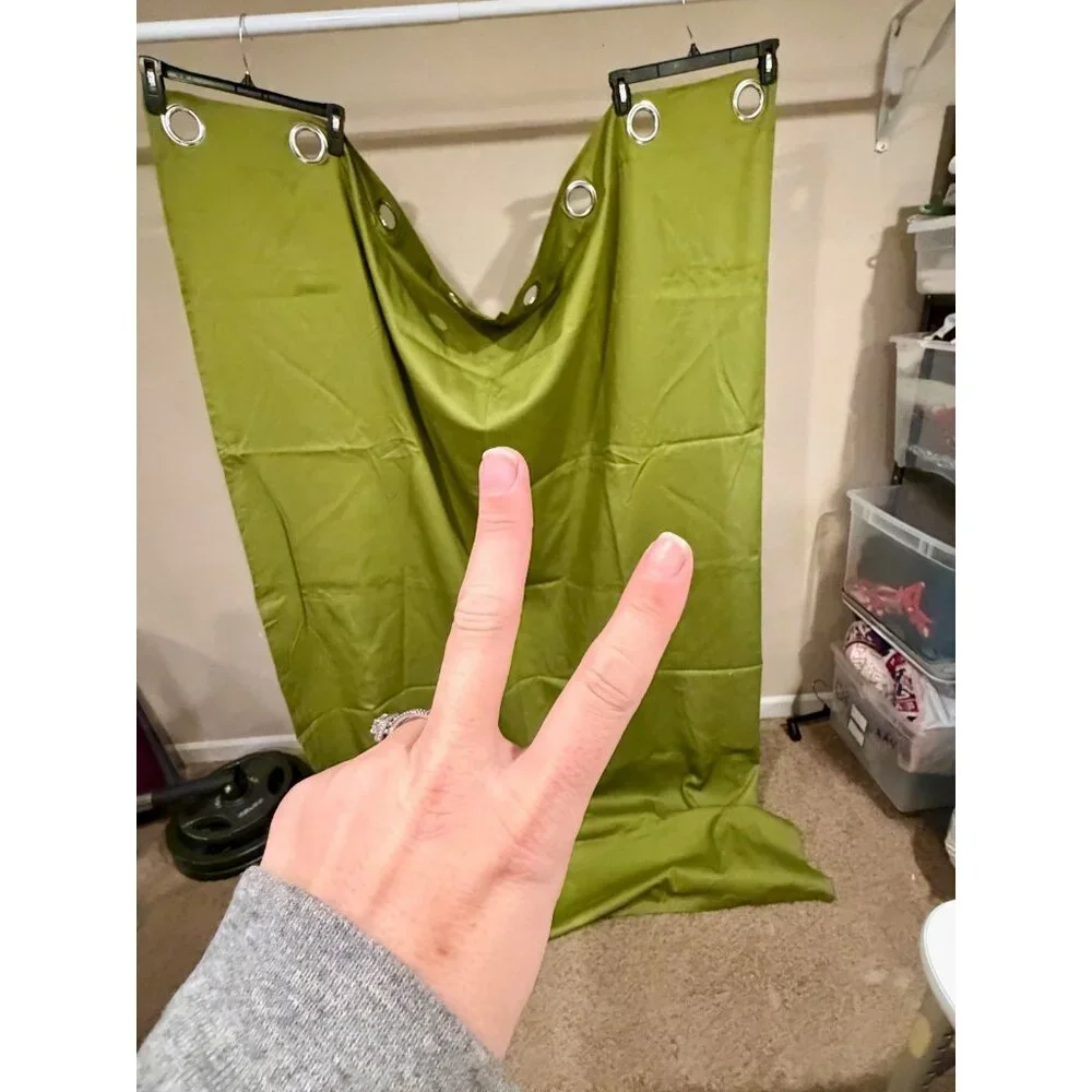 NWOT IKEA‎ MARIAM Curtains 2 Panels Olive Green Grommet Top 100% Cotton Decor